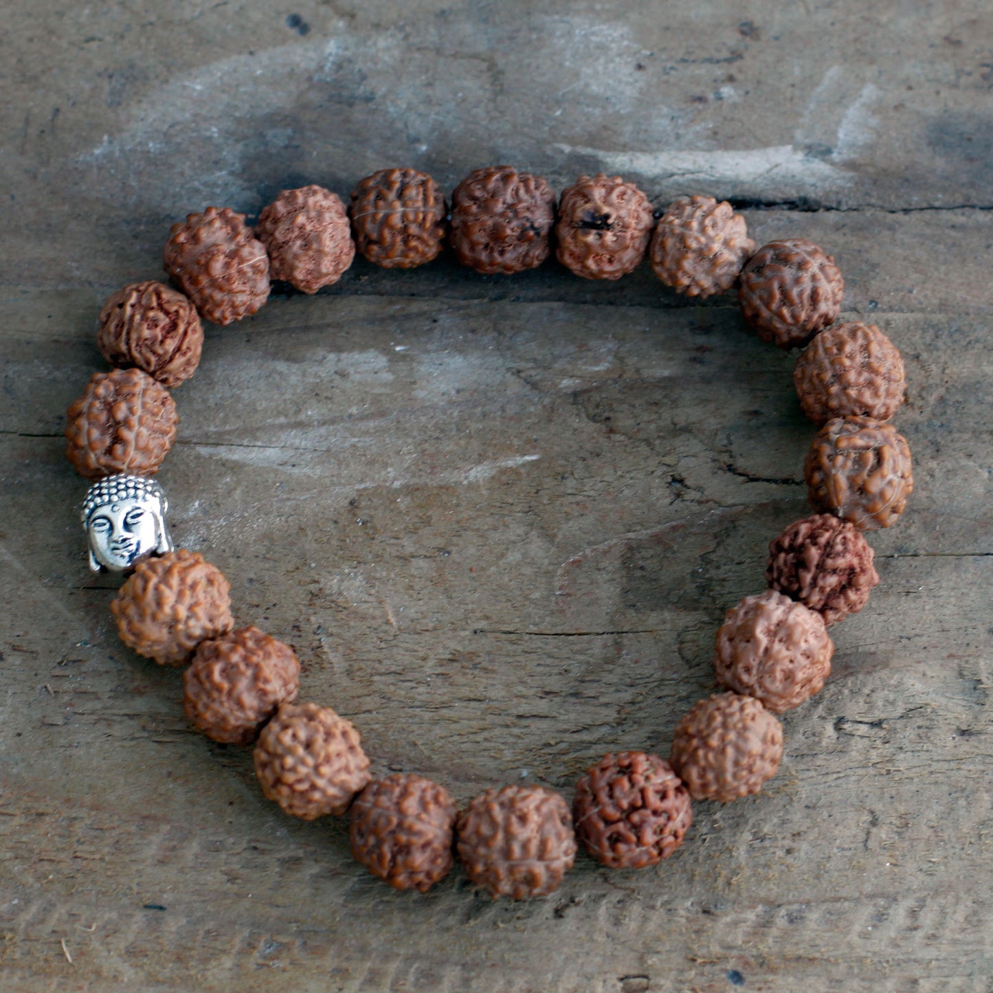 Rudraksha Buddah Bangle Mala - Brown