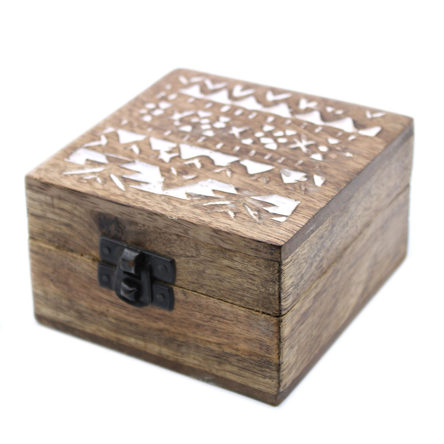 White Washed Wooden Box - 4x4 Slavic Design