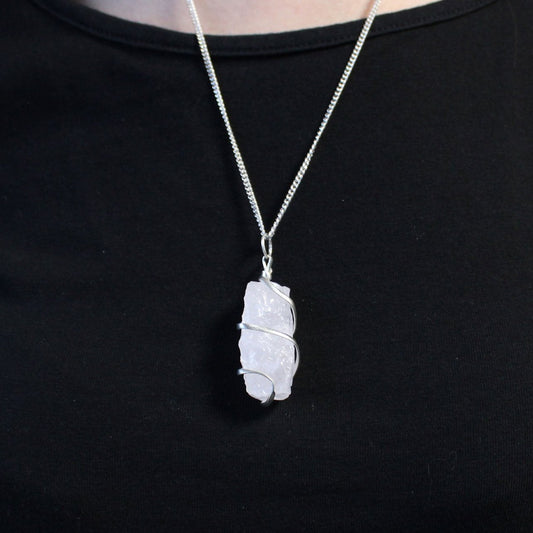 Cascade Wrapped Gemstone Necklace - Rough Opalite