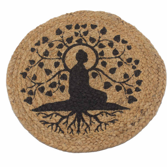 Natural Place Mat - Jute 30cm - Bodhi Tree Print