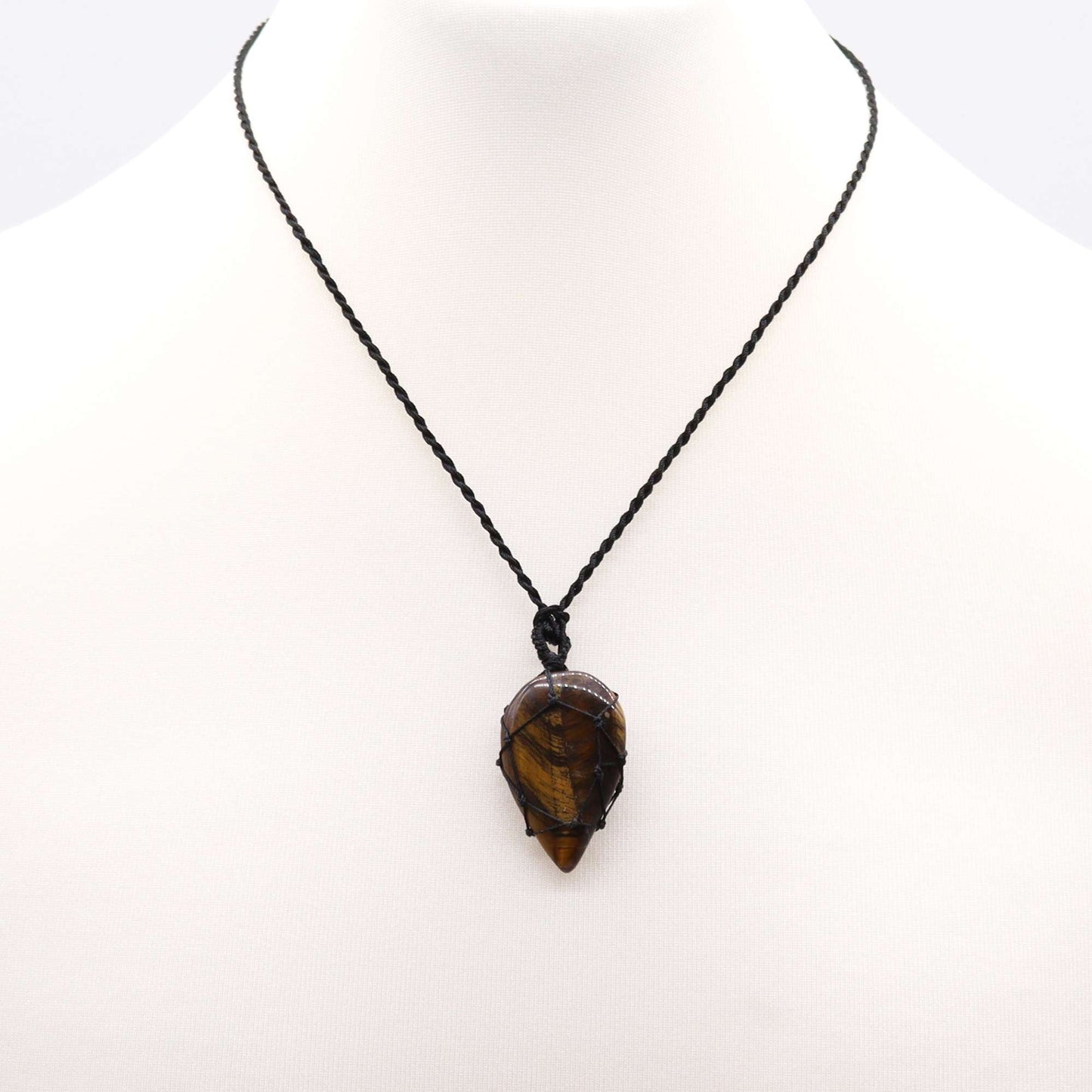 Laced Gemstone Teardrop Pendant - Tigereye