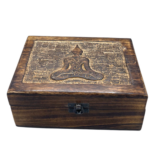 Large Wooden Keepsake Box 20x15x7.5cm - Buddha