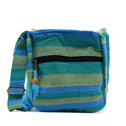 Lrg Nepal Sling Bag Adjustable Strap - Spring Meadows Green & Blue