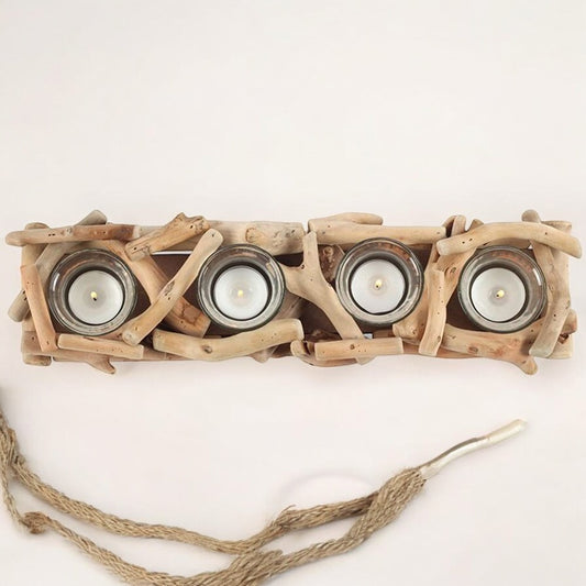 4pc Driftwood Candle Holder