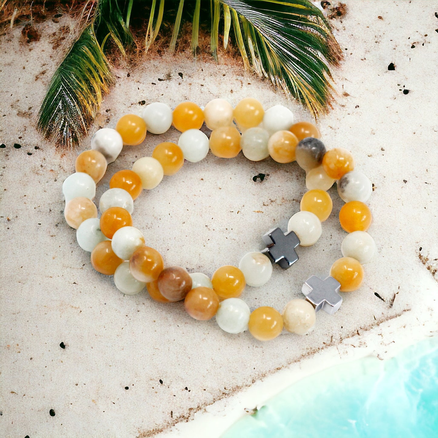 Gemstones Friendship Bracelets: Amazonite and Yellow Jasper