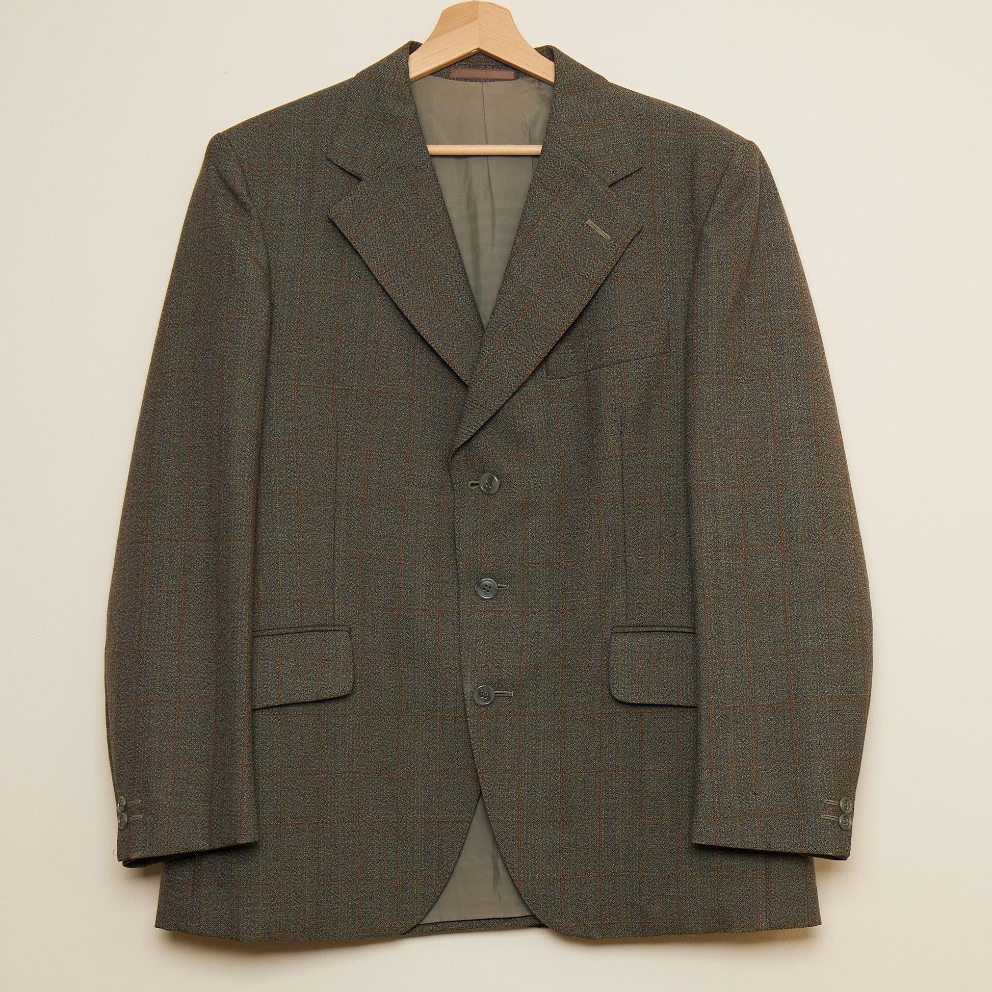 Heritage Elegance: Vintage Dunn & Co 42" Men's 100% Worsted Wool Green Large Check Jacket – Timeless Classic in Grade A Condition