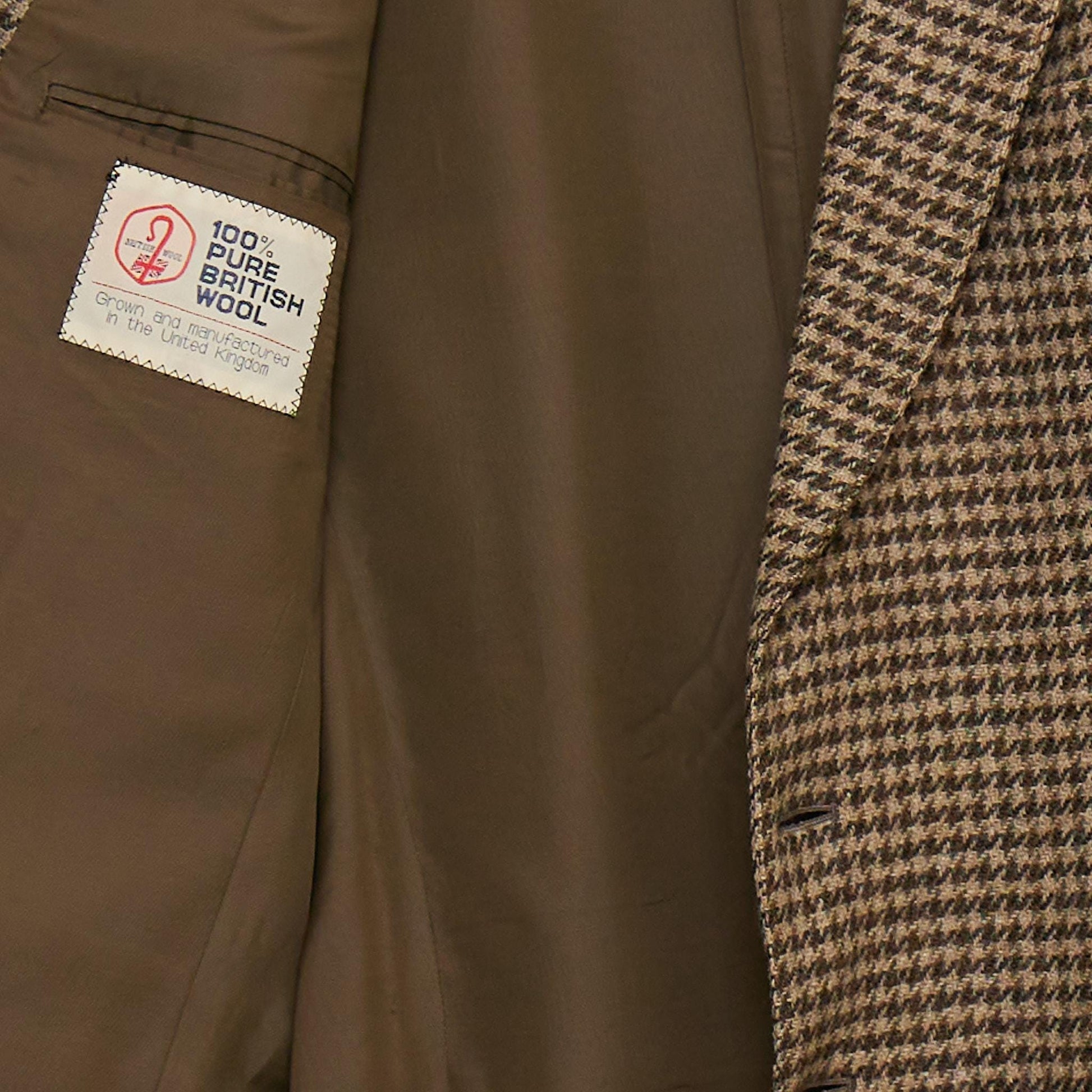 St Michael XL Brown Houndstooth Jacket - wool label view