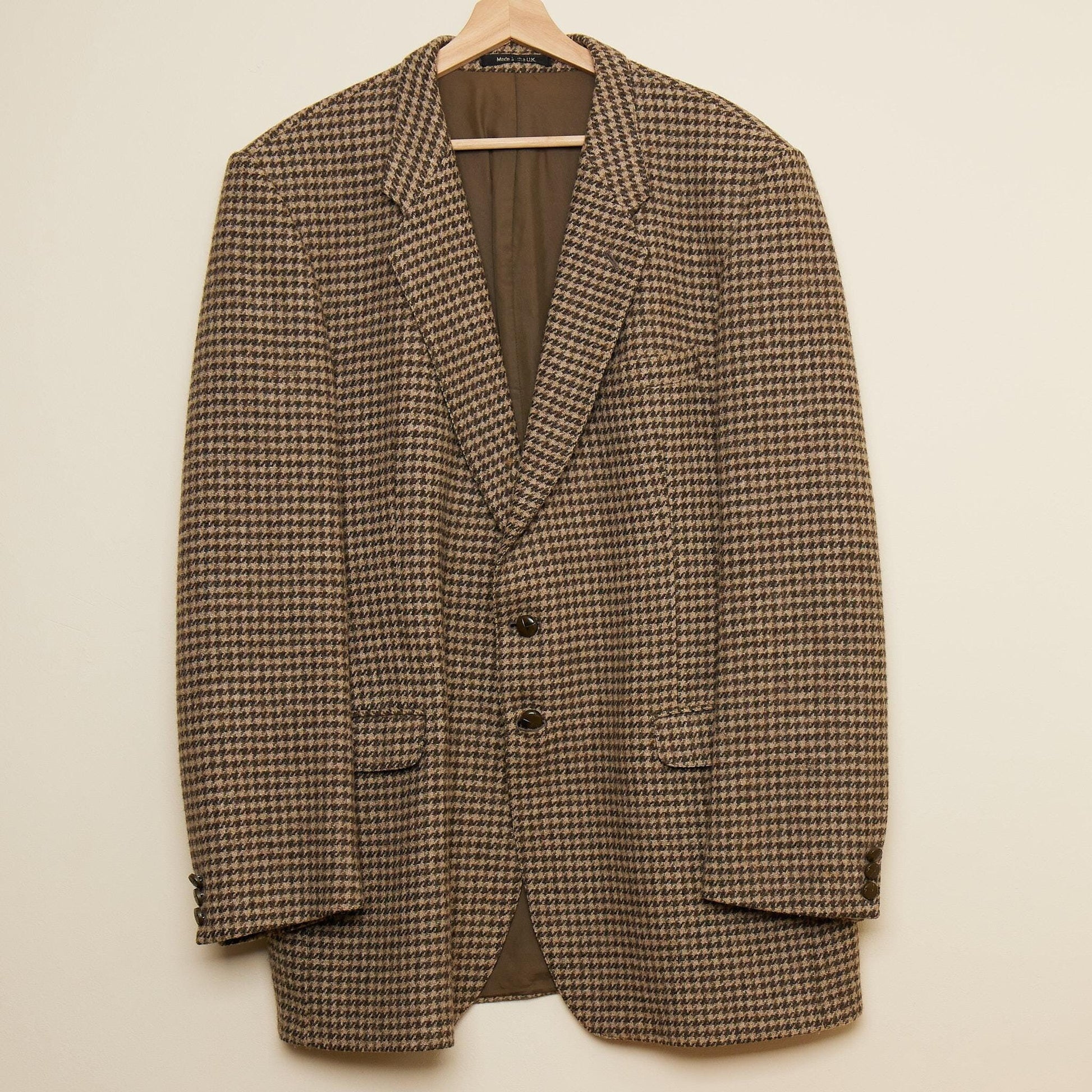 St Michael XL Brown Houndstooth Jacket - front view