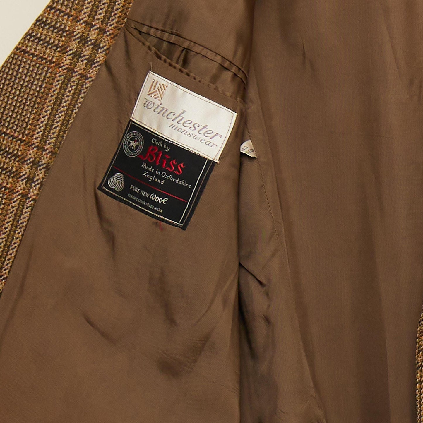 William Bliss Brown Check Jacket - label view