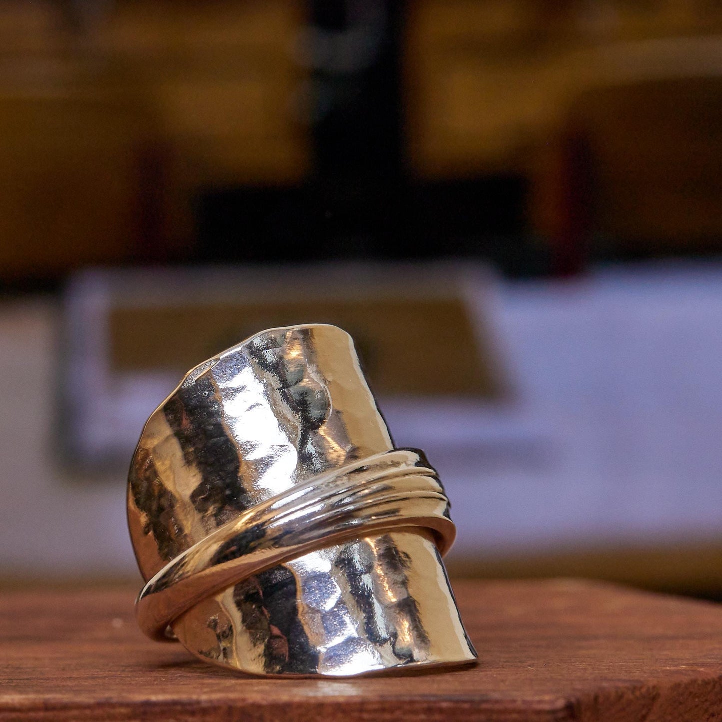 Sterling Silver Spoon ring - angled front view