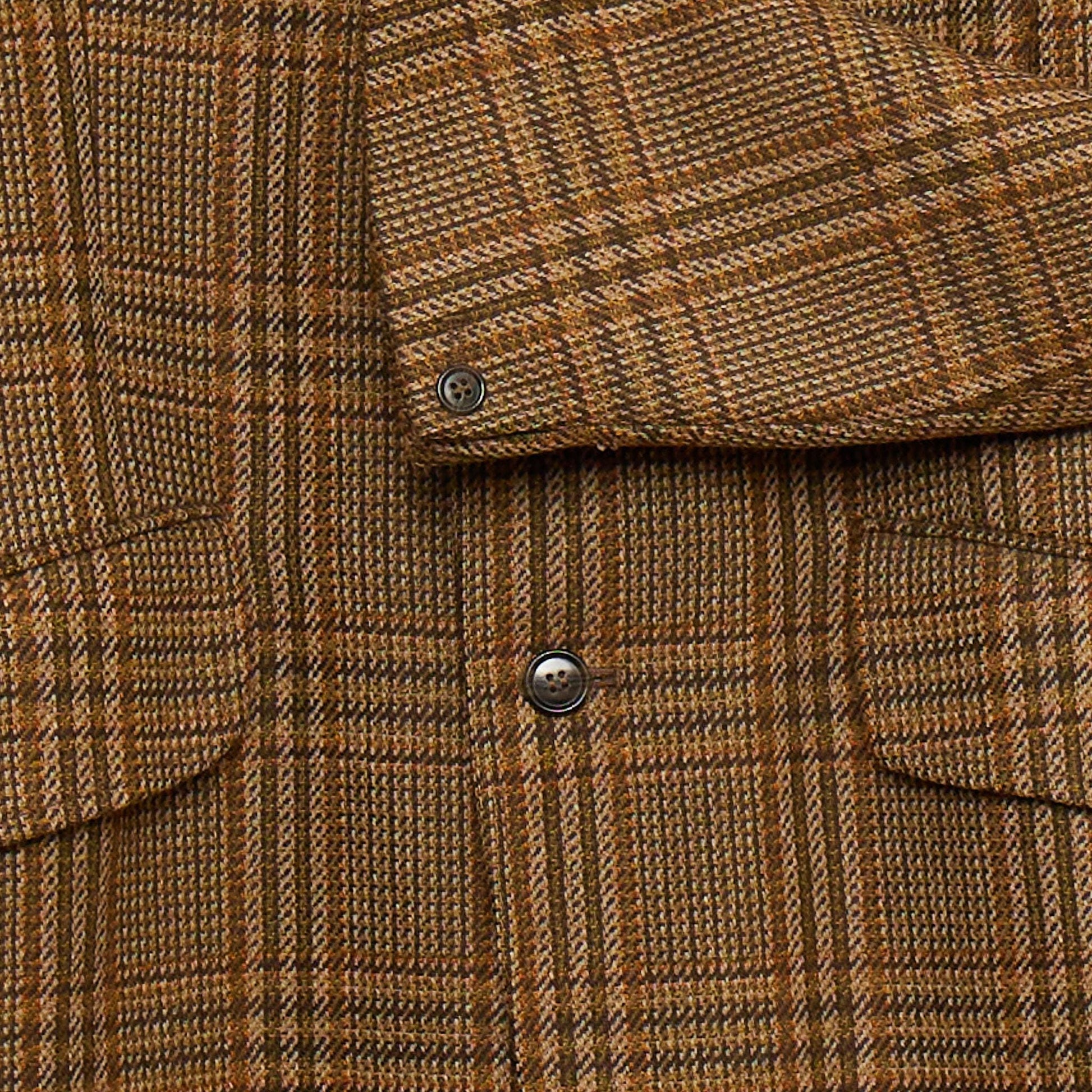 William Bliss Brown Check Jacket - button detail view