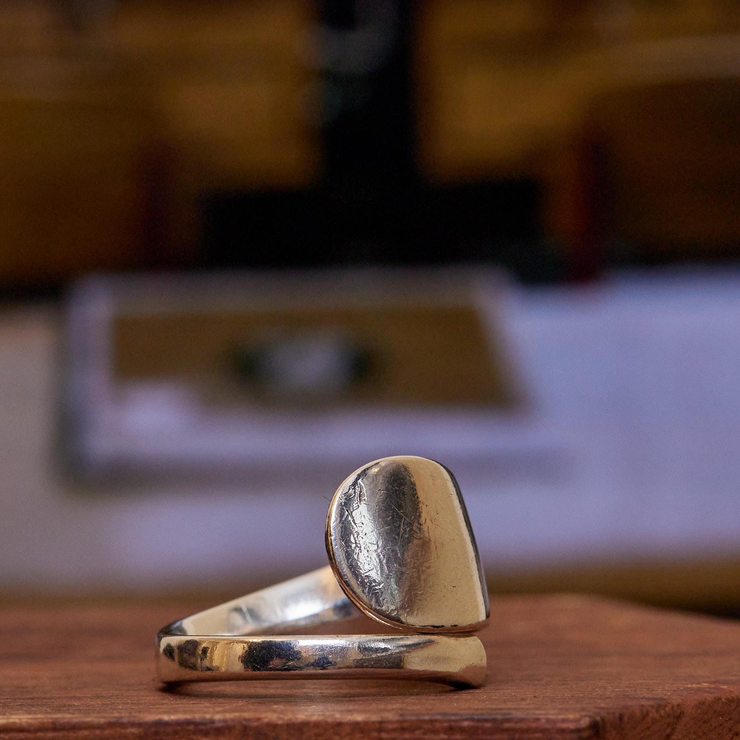 sterling silver spoon ring simple design - side view