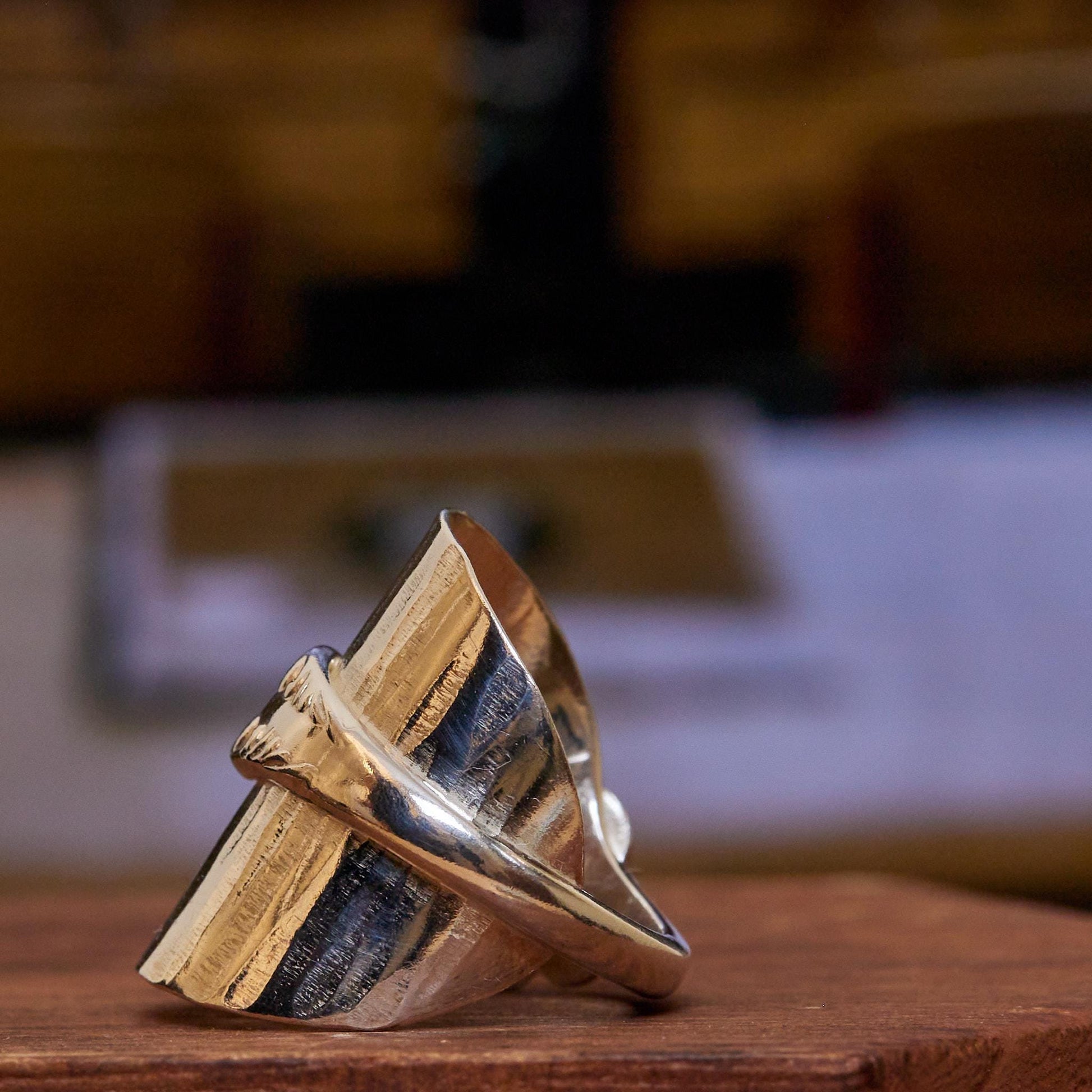 sterling silver spoon ring - side view