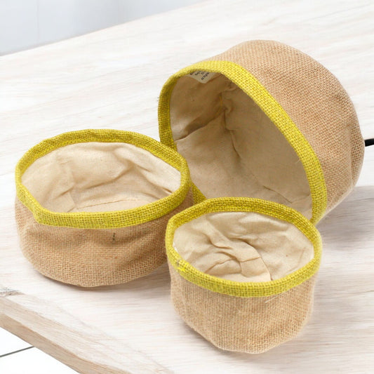 Set of 3 Natural Jute Baskets - Olive